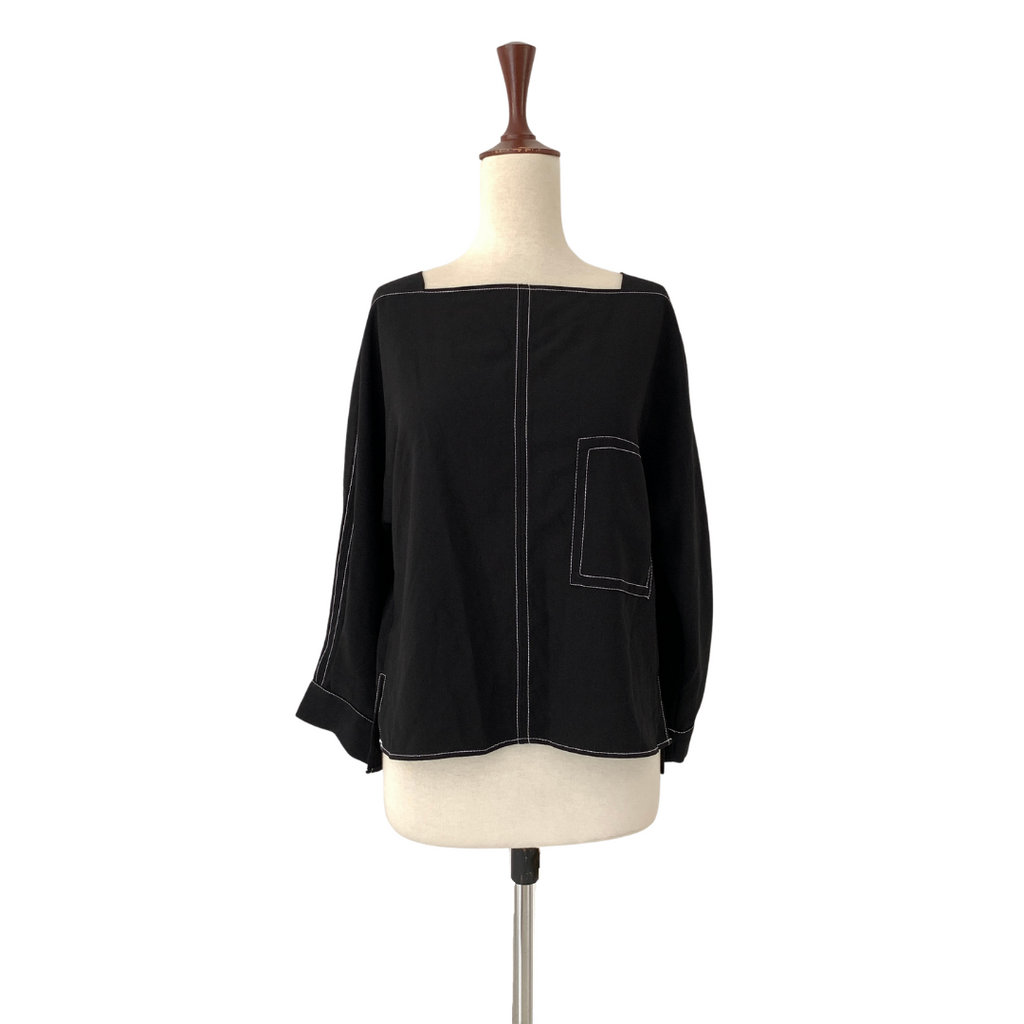 ZARA Black with White Stitching Top | Brand New |