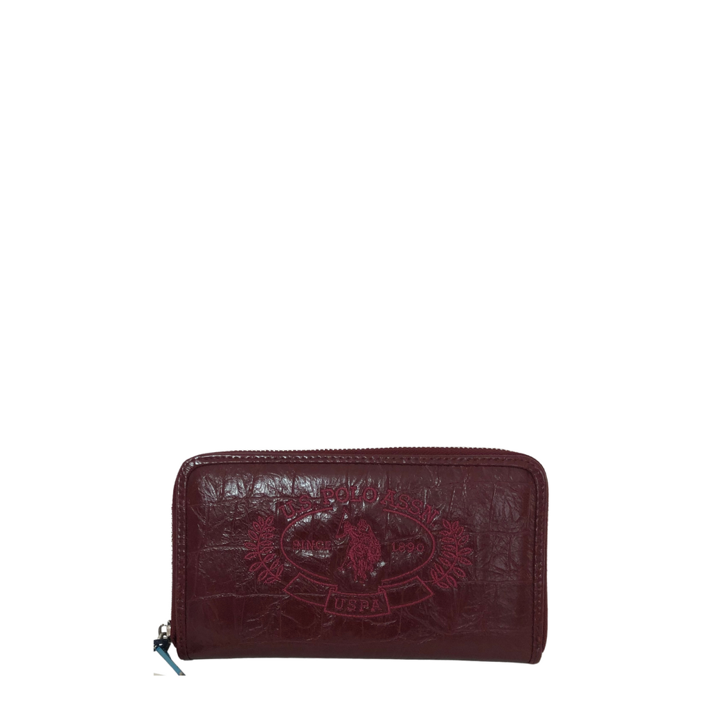 U.S Polo Association Maroon Ziparound Long Wallet | Brand New |