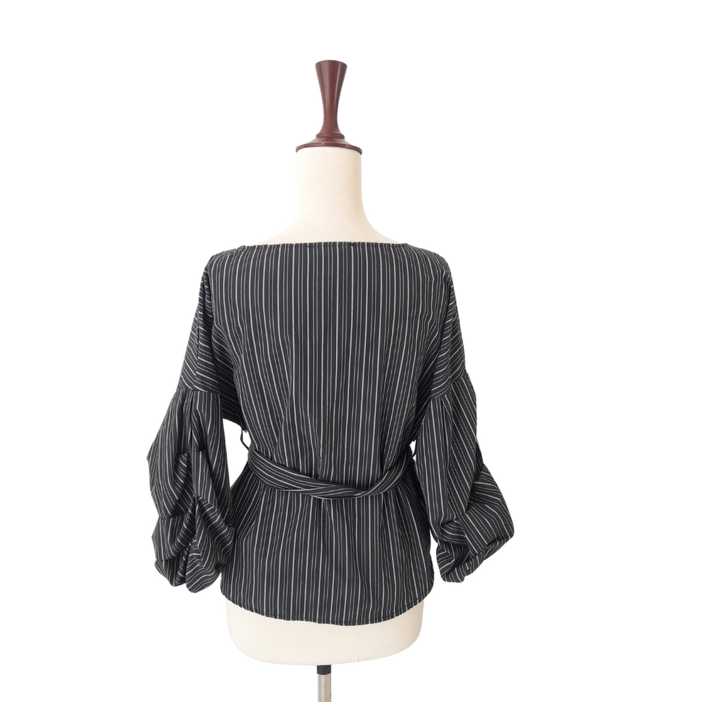 Streetwear Society Grey and White Striped Wrap Top | Pre Loved |