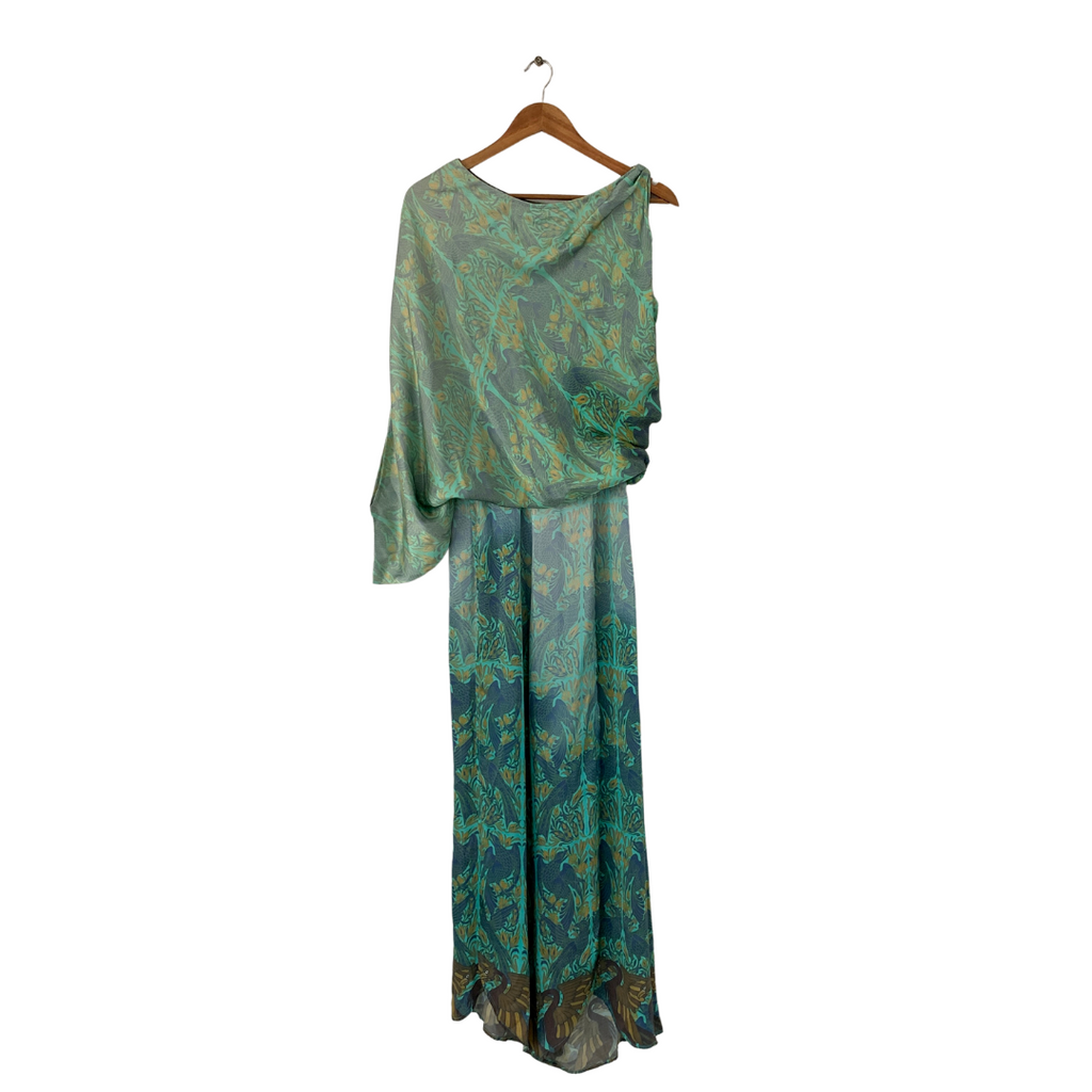 Sania Maskatiya Green Printed Silk Jumpsuit | Gently Used |