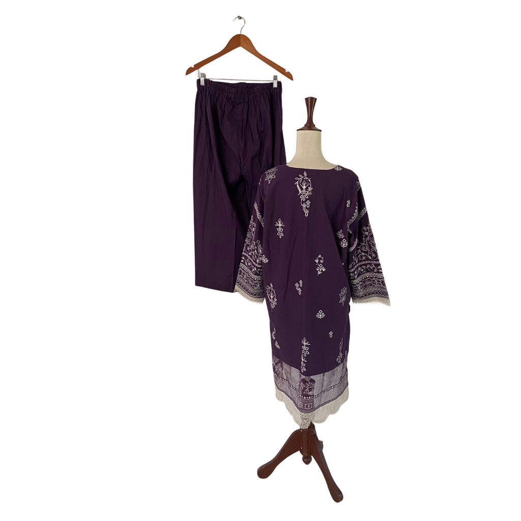 Miraka By Misha Lakhani Purple Embroidered Kameez with Pants | Gently Used |