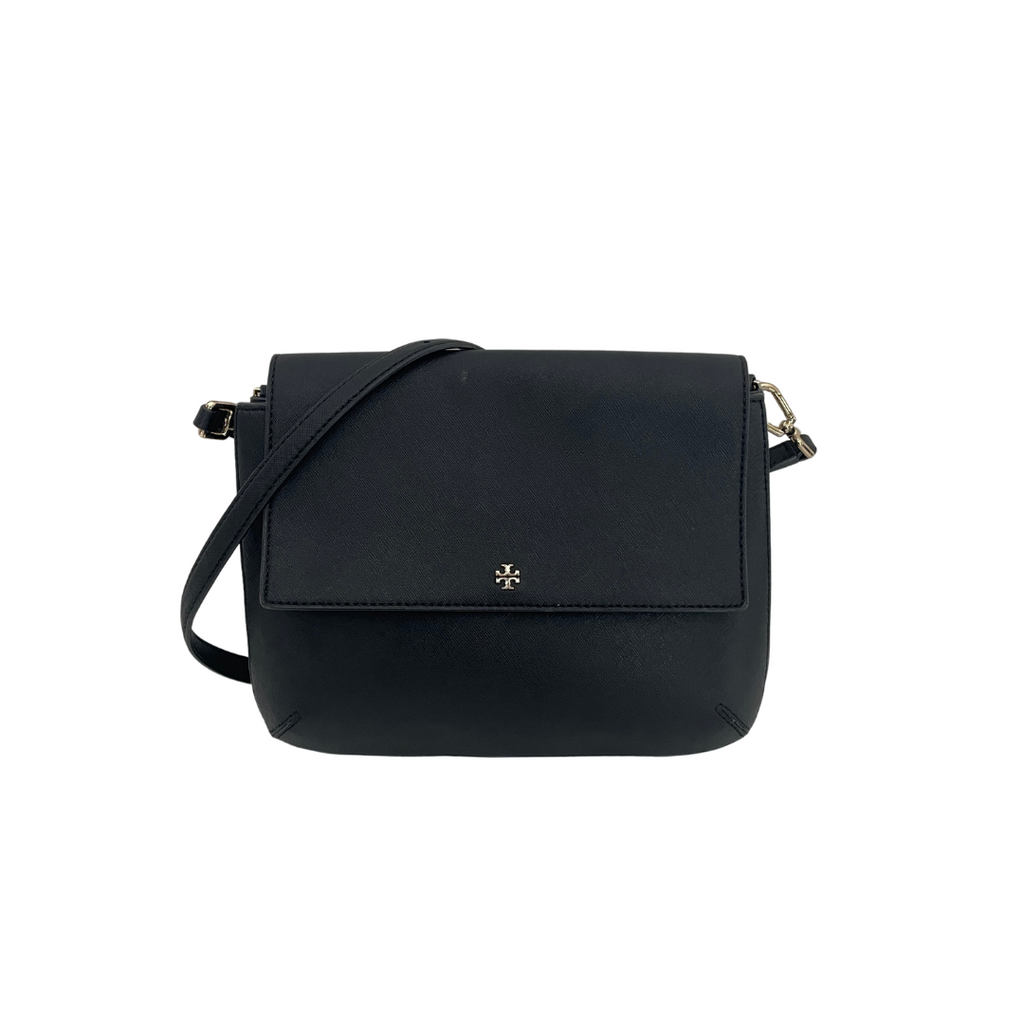 Tory Burch Black Leather Robinson Messenger Bag | Pre Loved |