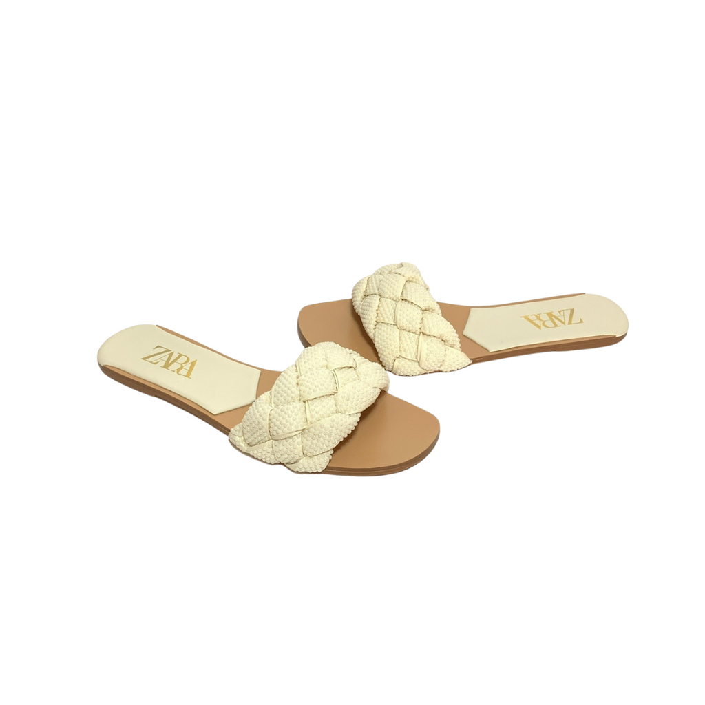ZARA White Pearl Slides | Like New |