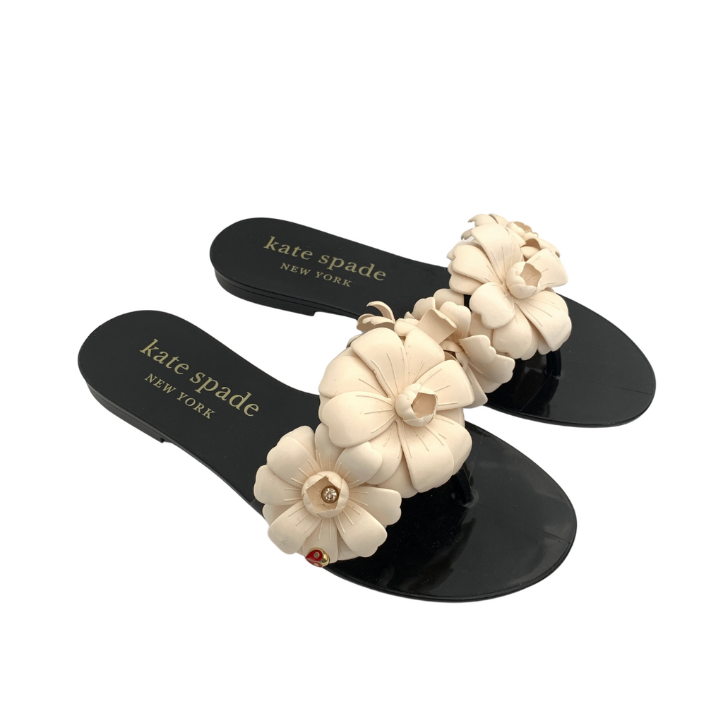 Kate Spade Black & Cream 'Jaylee' Sandals | Like New |