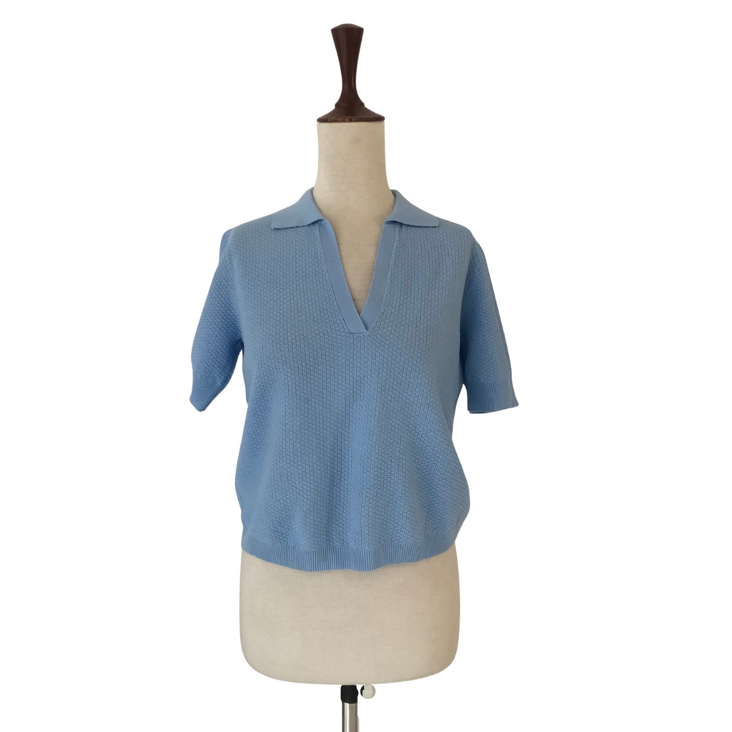 Mango Light Blue Knitted Collared Shirt | Gently Used |