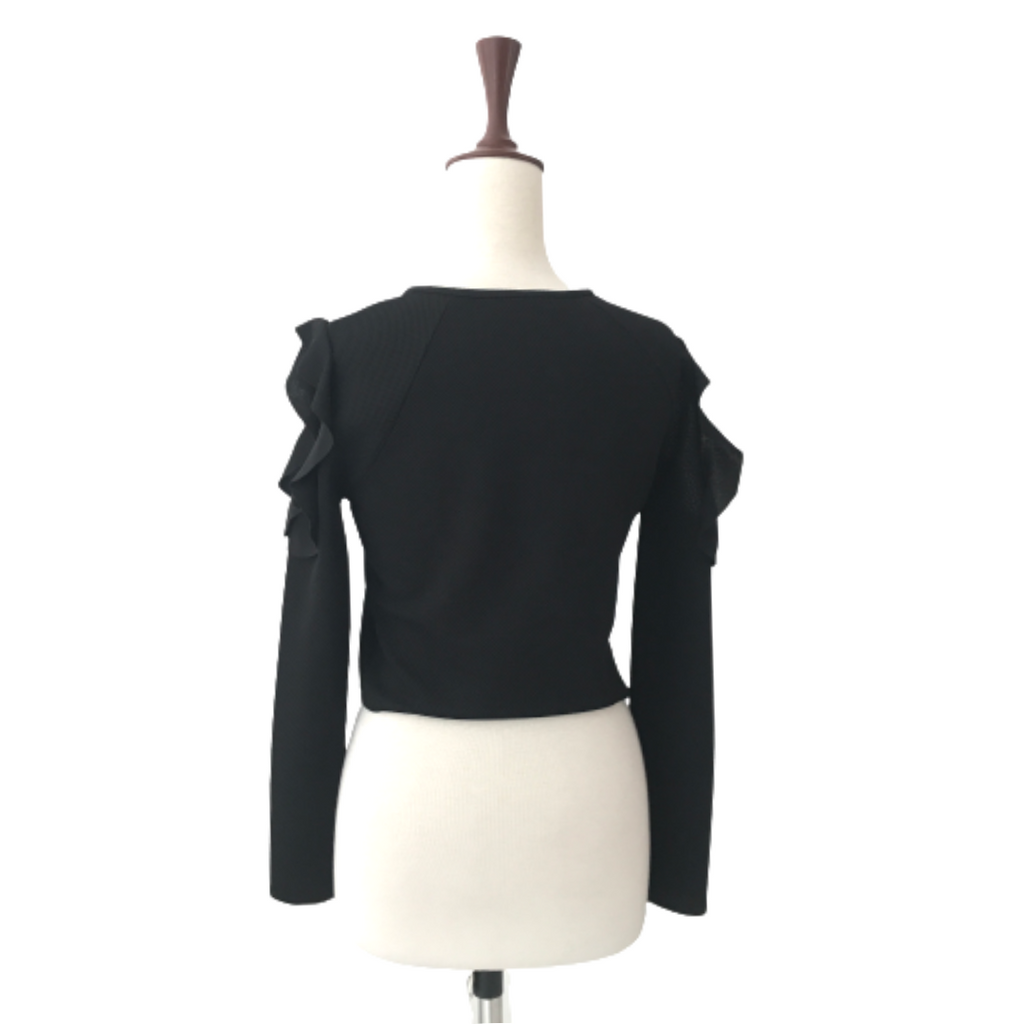 ZARA Black Cold-shoulder Frill Top | Gently Used |