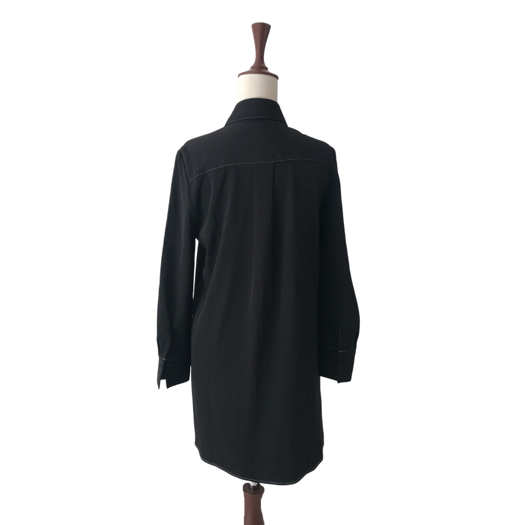 Mango Black Collared Tunic with White Thread Detailing | Gently Used |