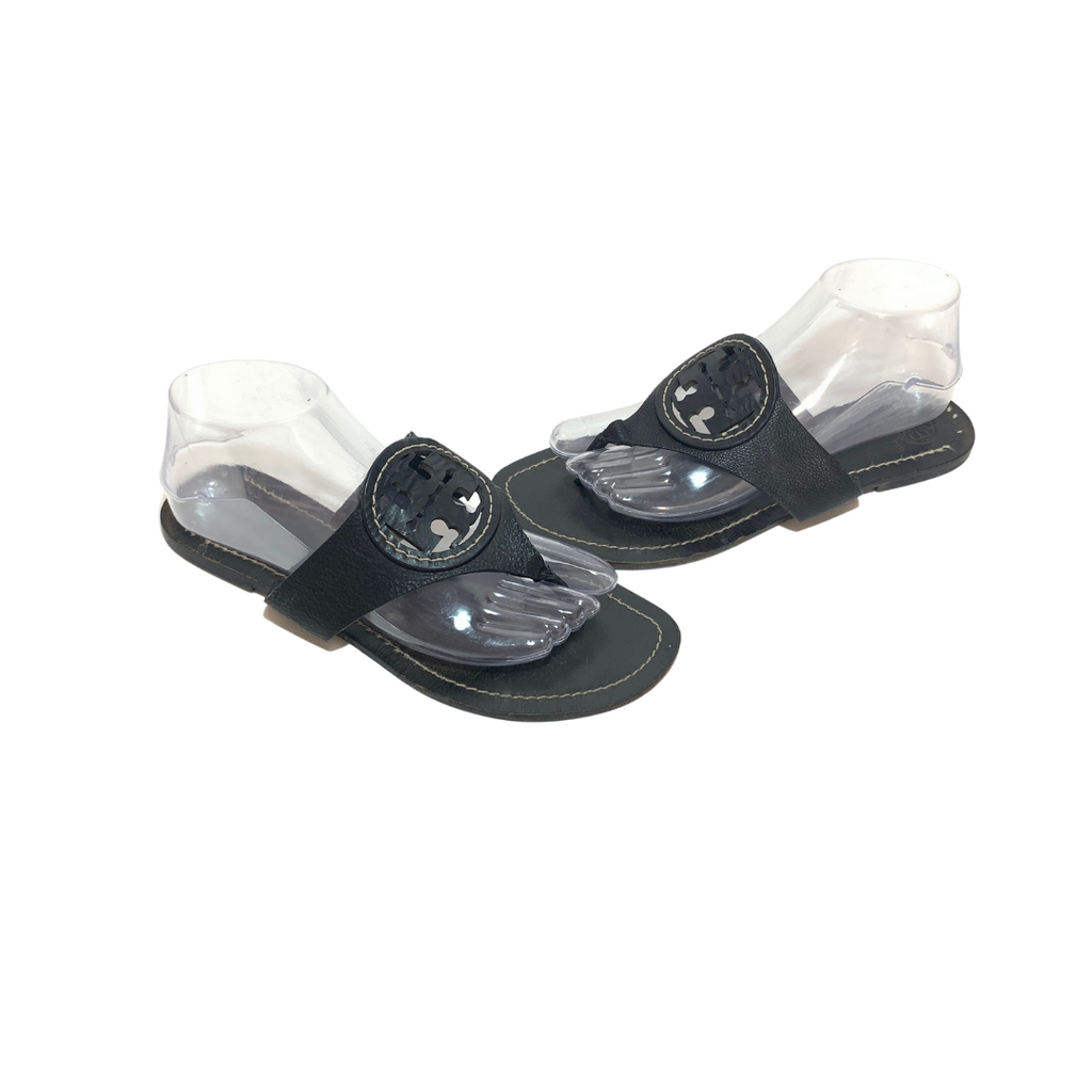 Tory Burch Black Leather 'Louisa' Thong Sandals | Pre Loved |