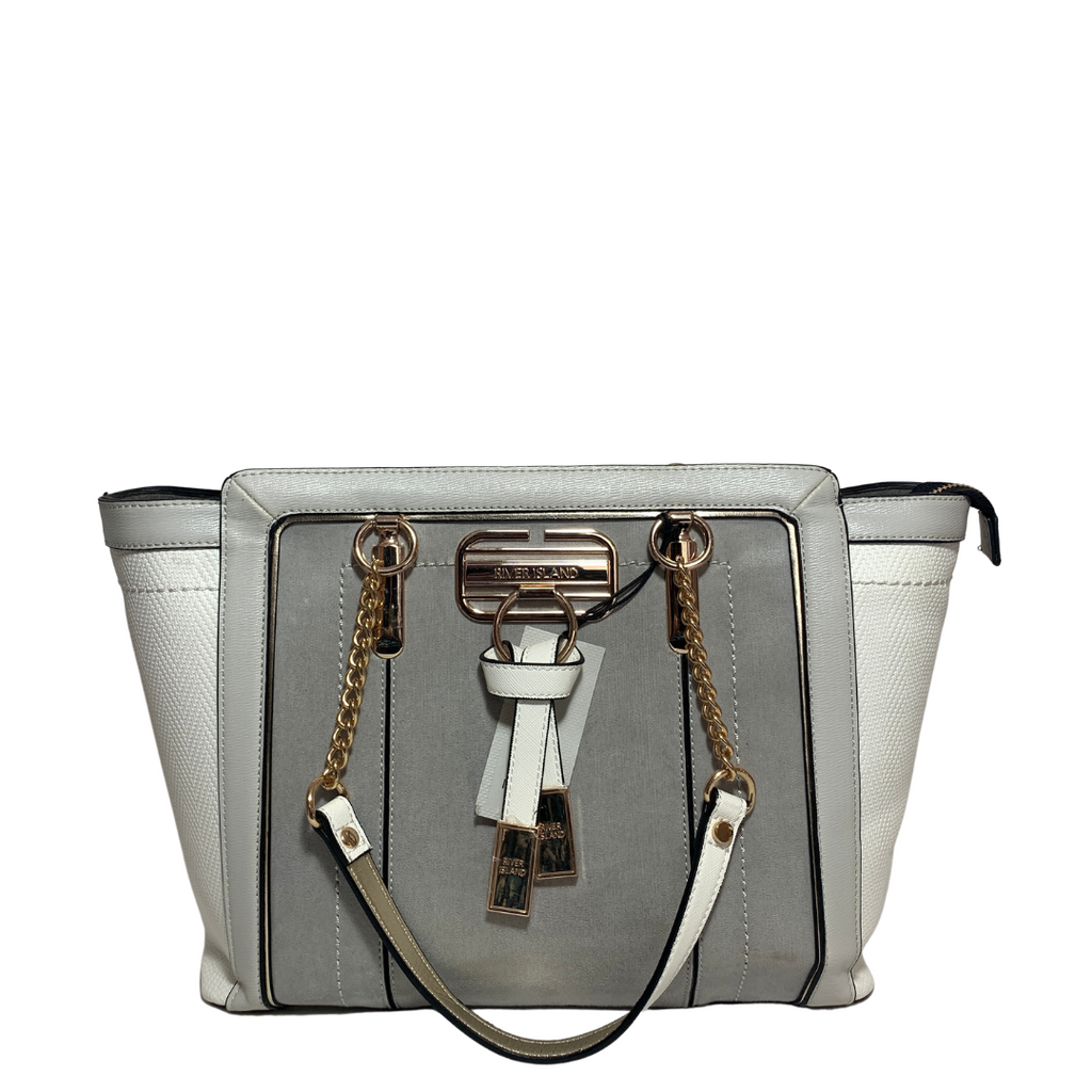 River Island Grey & White Shoulder Bag | Brand New |