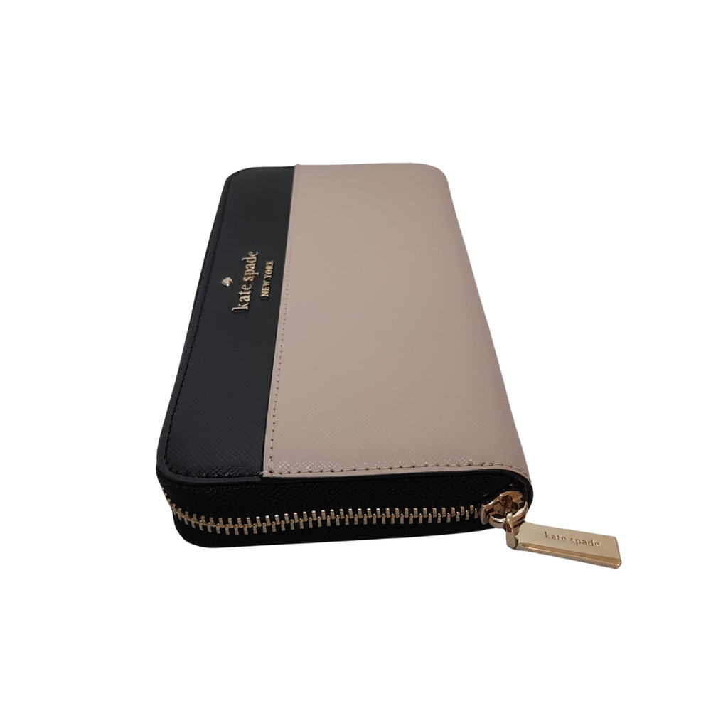 Kate Spade Black and Beige Continent Ziparound Wallet | Brand New |