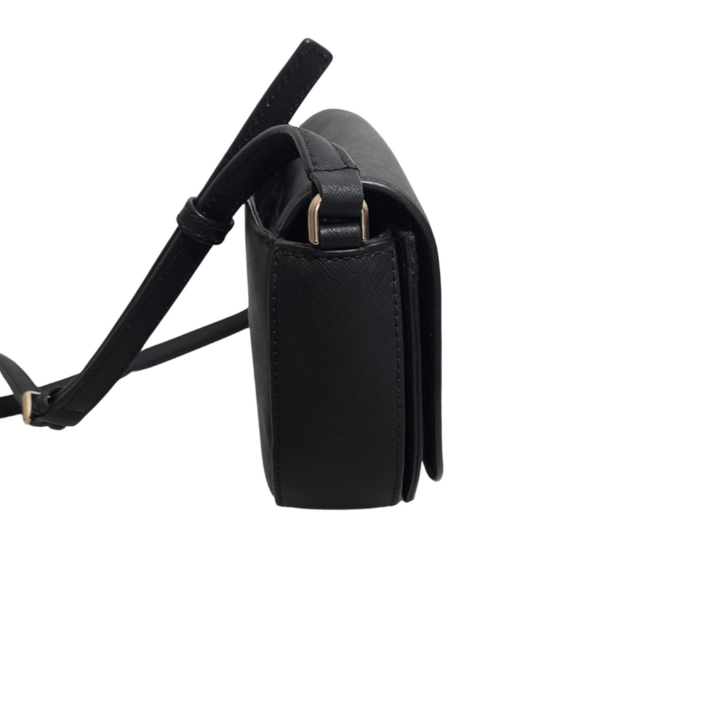 Kate Spade Black Leather Saddle Crossbody Bag | Pre Loved |