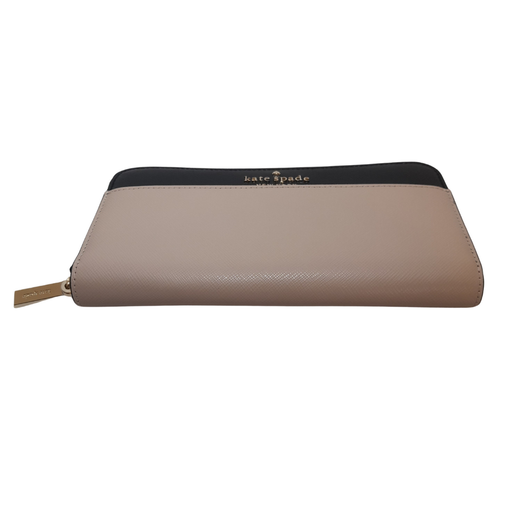 Kate Spade Black and Beige Continent Ziparound Wallet | Brand New |