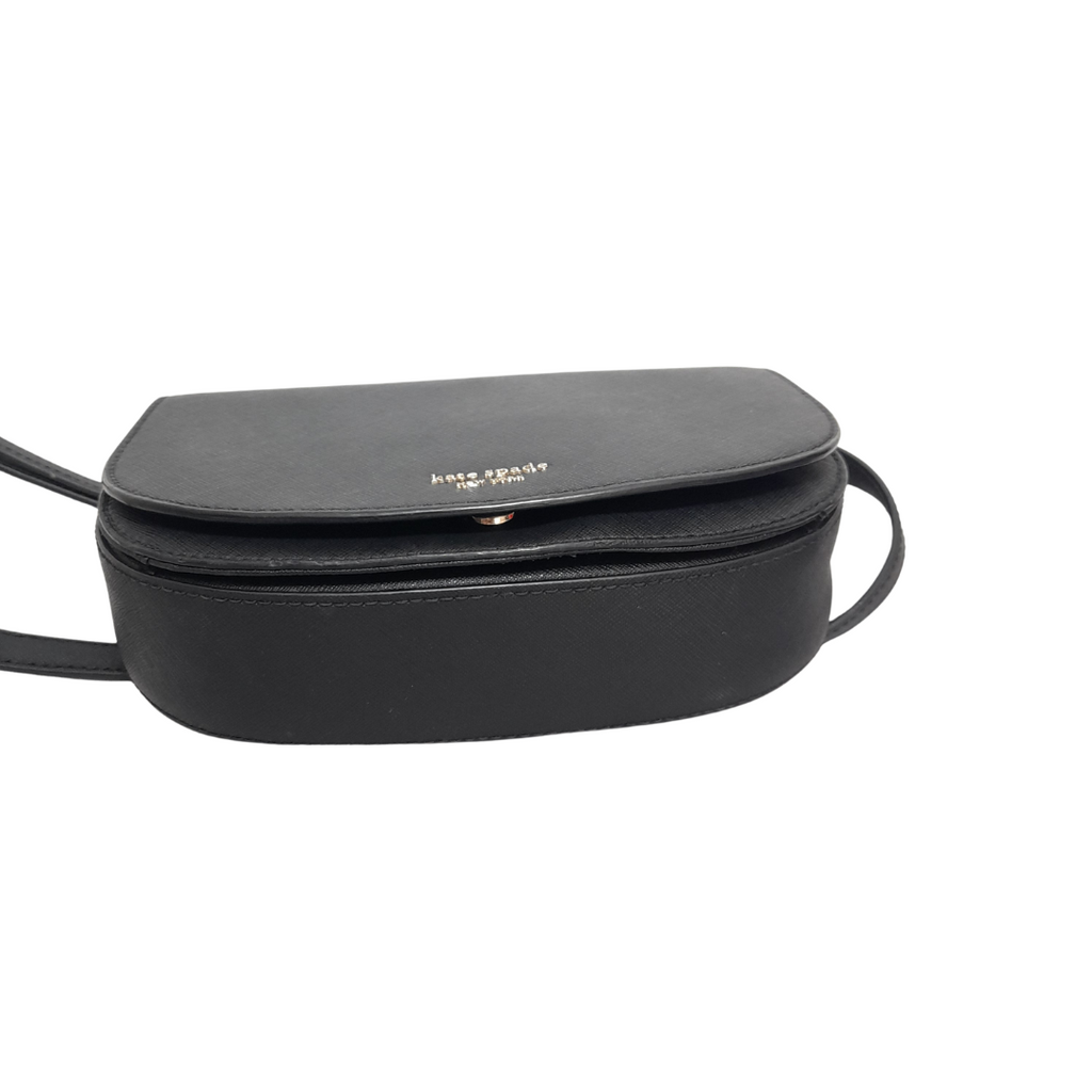 Kate Spade Black Leather Saddle Crossbody Bag | Pre Loved |