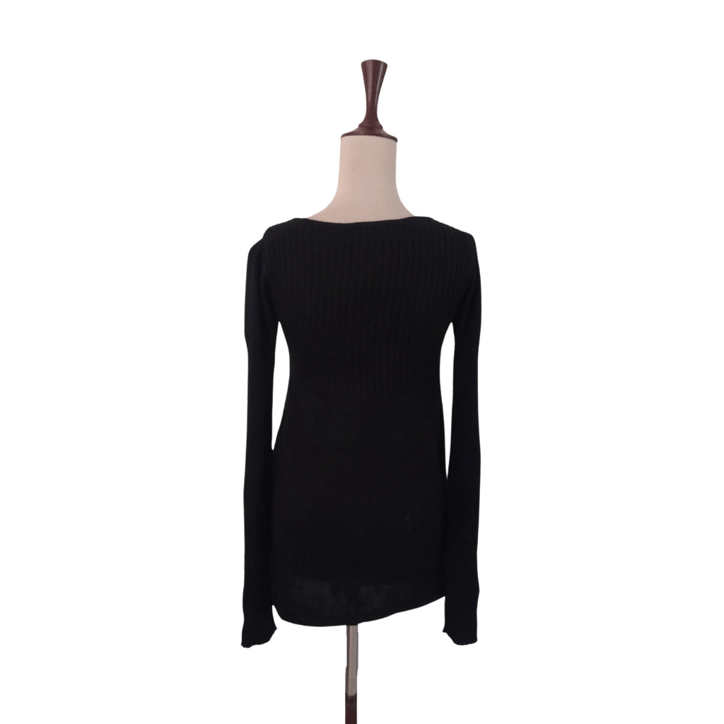 One After Another Black Ribbed Knee-length Sweater Dress | Gently Used |