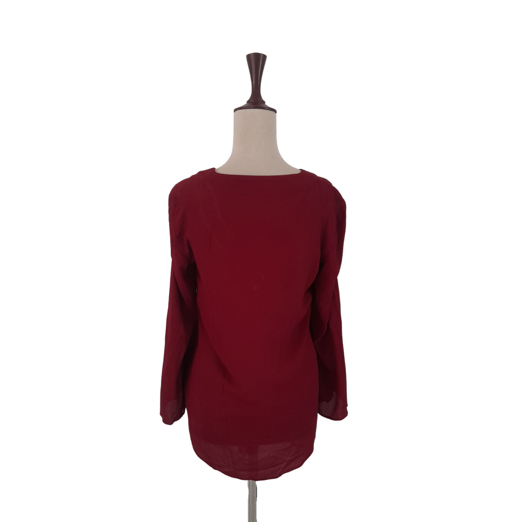ZARA Maroon V-neck Shirt | Pre Loved |