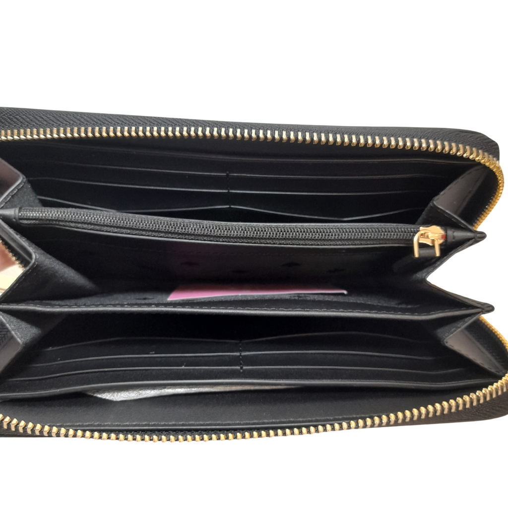 Kate Spade Black and Beige Continent Ziparound Wallet | Brand New |