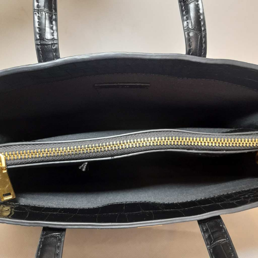 Mango Black Croc Textured Satchel | Gently Used |