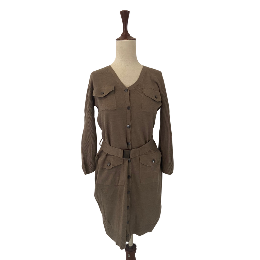 New York & Company Brown Knit Stretch Sweater Dress | Gently Used |