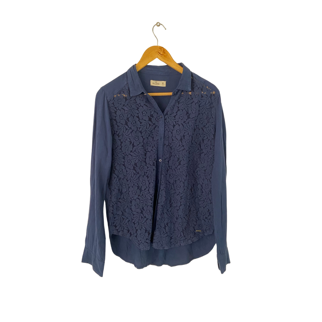 Hollister Navy Blue Lace Collared Shirt | Pre Loved |