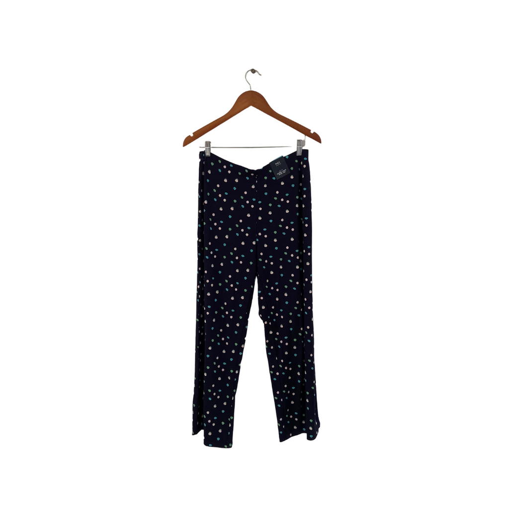 Marks & Spencer Collection Blue Polka Dot Super Long Wide Leg Pants | Brand New |