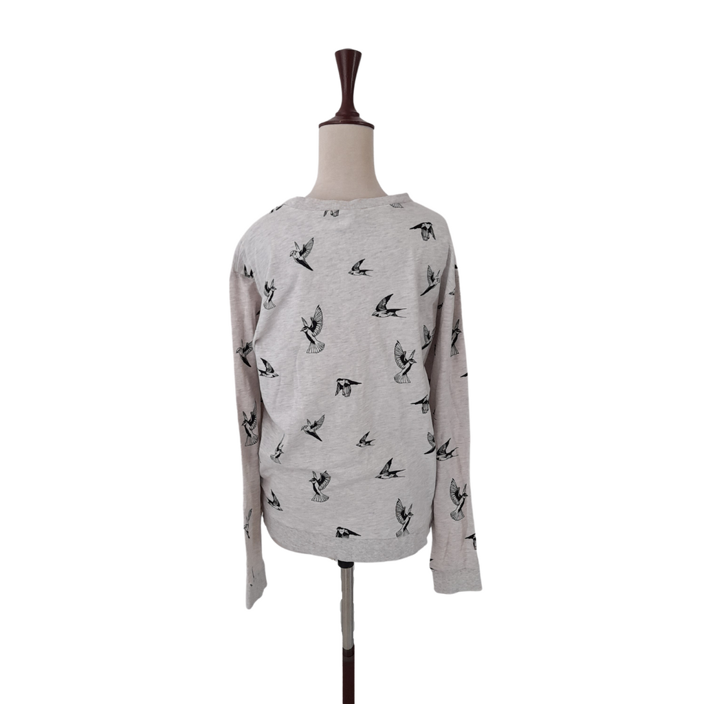 H&M Light Grey Bird Print Sweatshirt | Pre Loved |