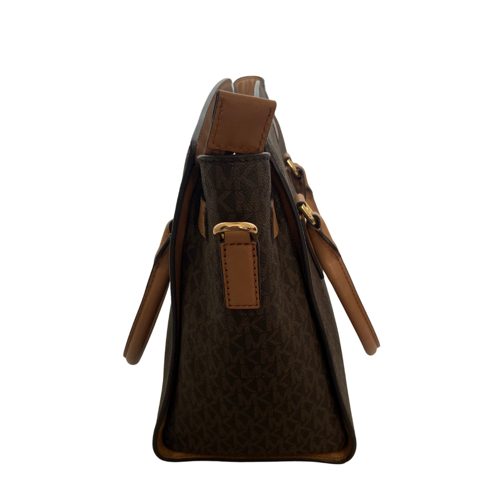 Michael Kors Large Brown Monogram Hamilton Lock Satchel | Like New |