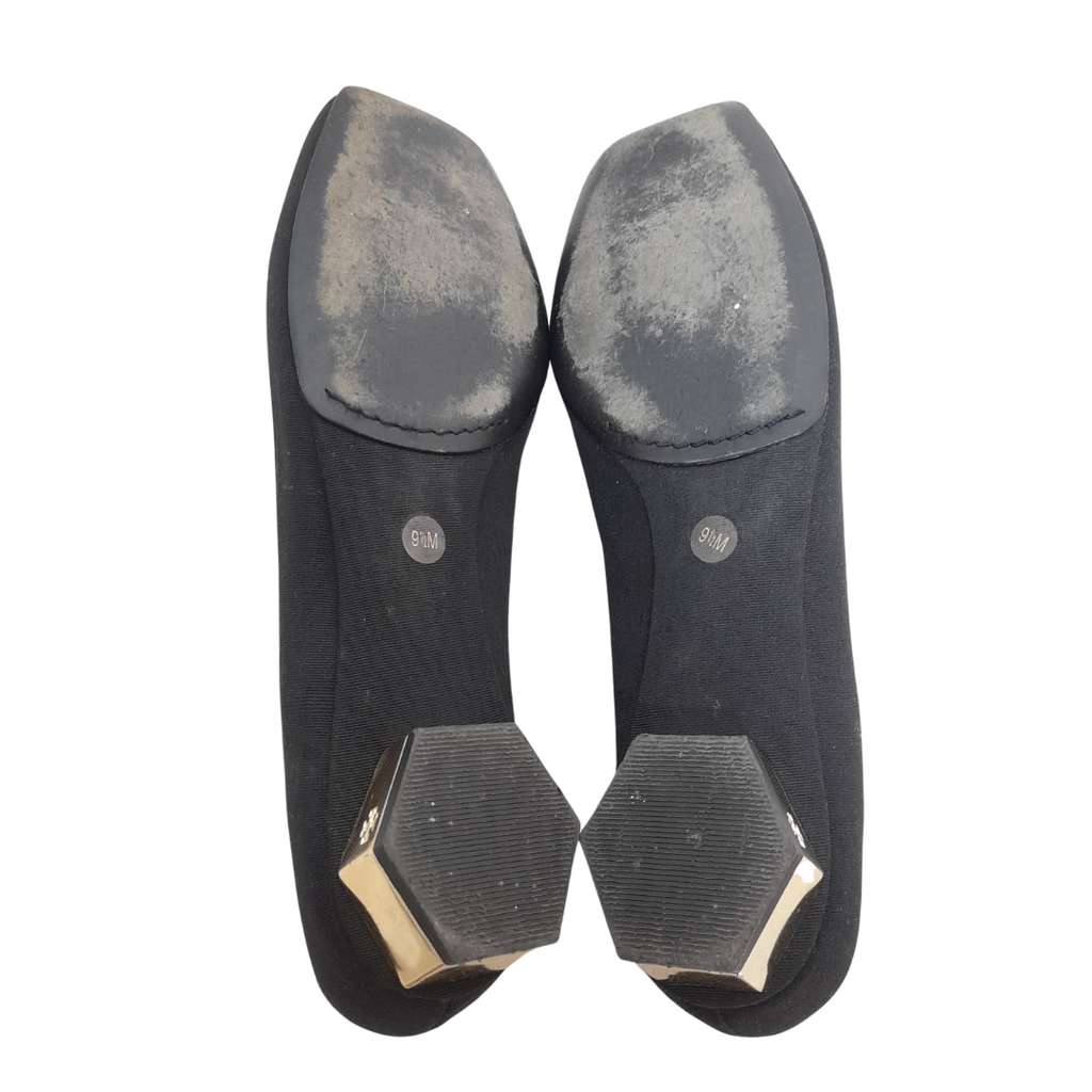 Tory Burch Black Canvas Square-toe Block Heels | Pre Loved |