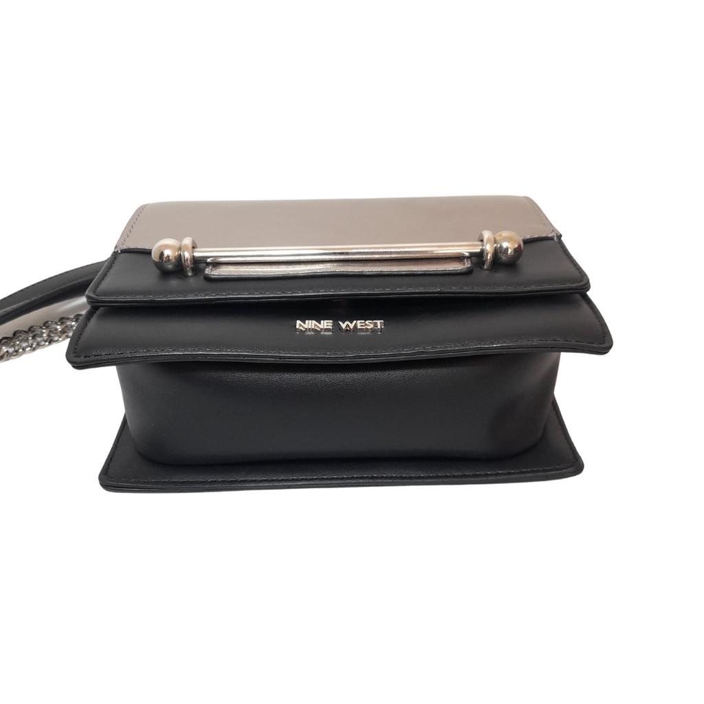 Nine West Silver and Black Chain Strap Shoulder Bag | Gently Used |