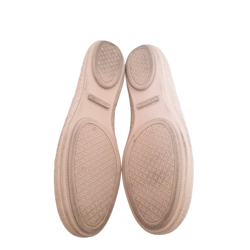 Tory Burch Nude Pink Quilted Leather 'Minnie' Ballet Flats | Pre Loved |