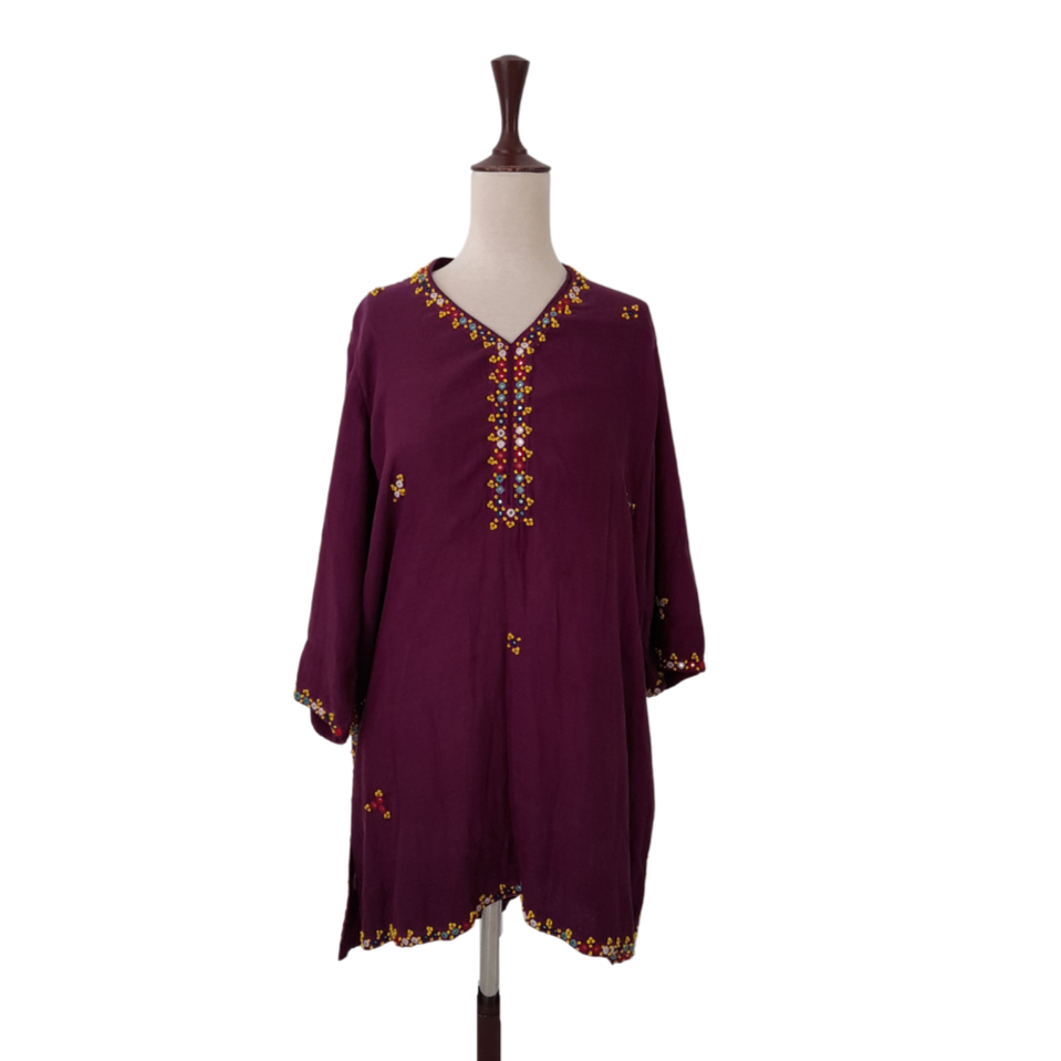 Miraka by Misha Lakhani Purple Beaded Mirrorwork Kameez | Pre Loved |