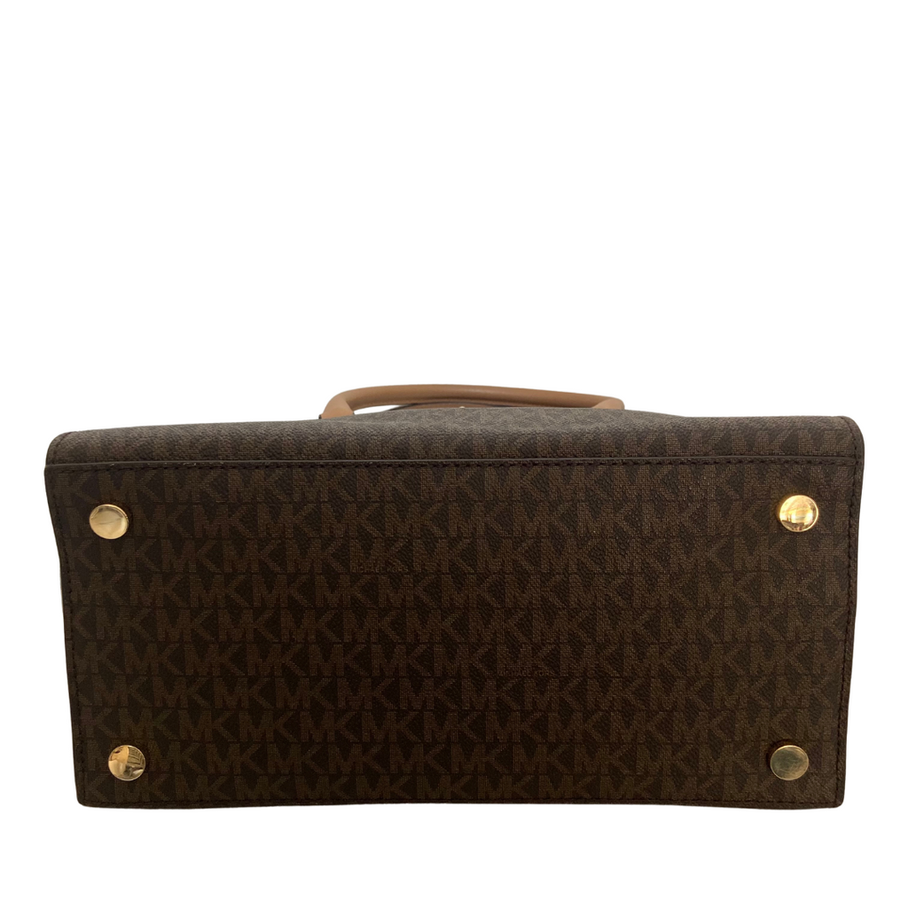 Michael Kors Large Brown Monogram Hamilton Lock Satchel | Like New |