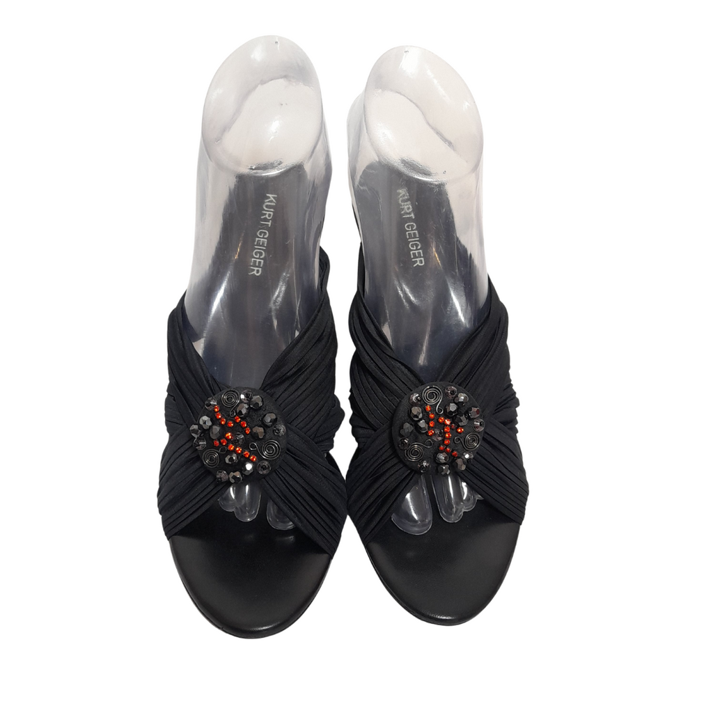 Kurt Geiger Black Pleated with Rhinestones Heels & Clutch Set | Pre Loved |