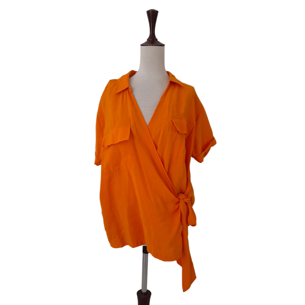 Natuvera Orange Cross-over Collared Shirt | Brand New |