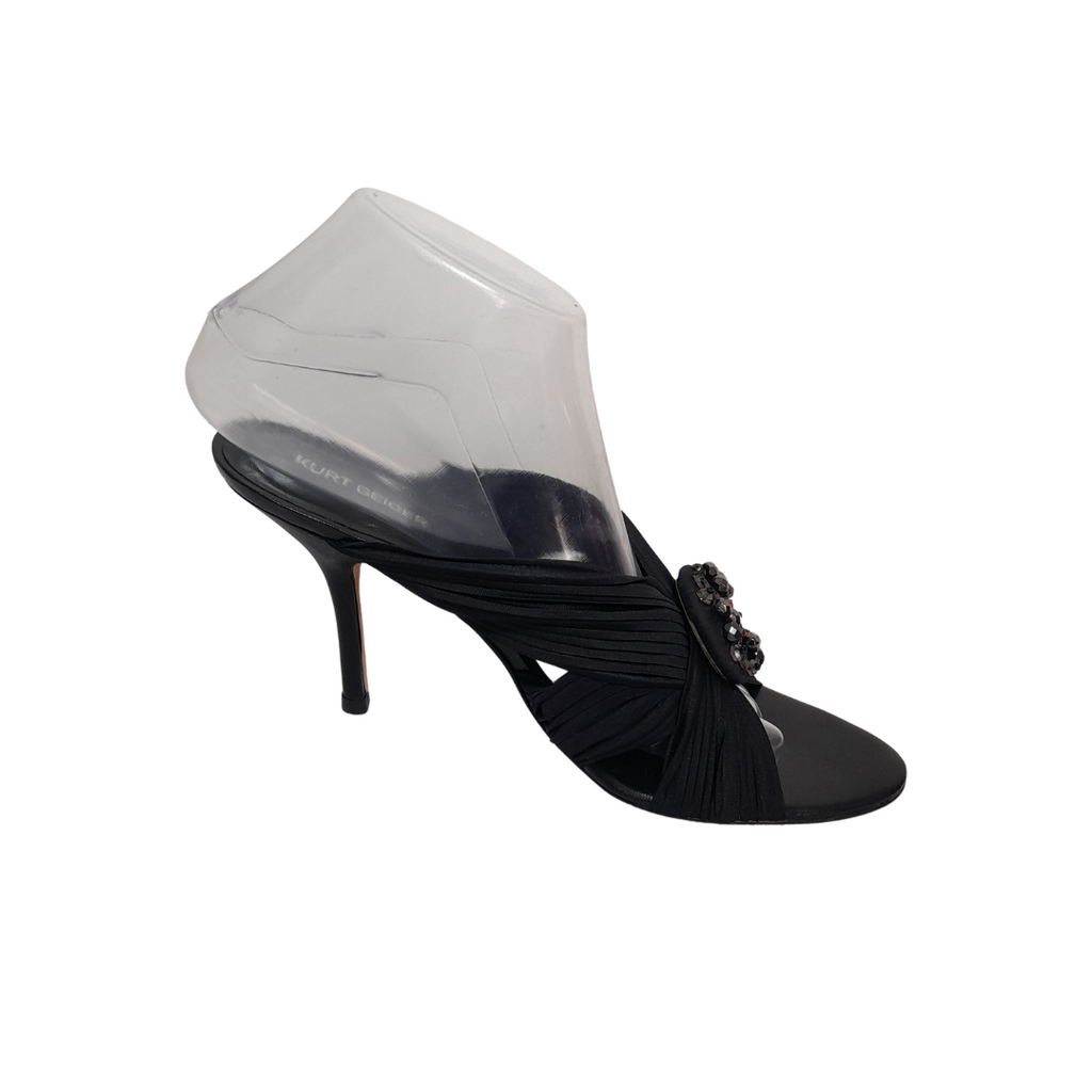 Kurt Geiger Black Pleated with Rhinestones Heels & Clutch Set | Pre Loved |