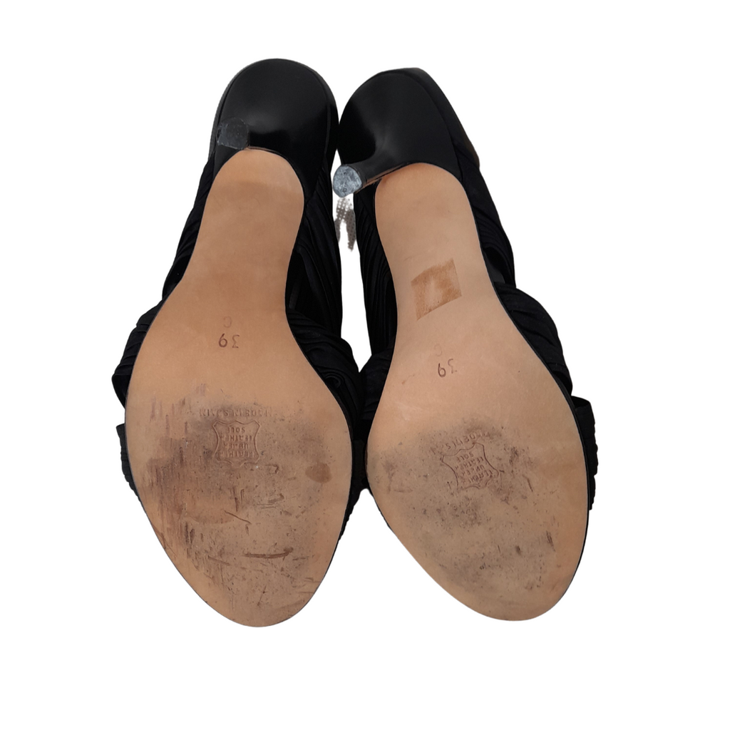 Kurt Geiger Black Pleated with Rhinestones Heels & Clutch Set | Pre Loved |