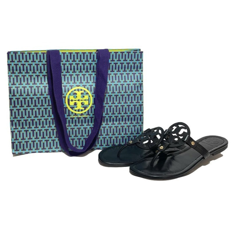 Tory Burch Black Leather ' Miller' Sandals | Gently Used |