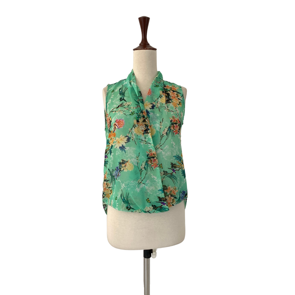 ZARA Sleeveless Green Printed Top | Gently Used |