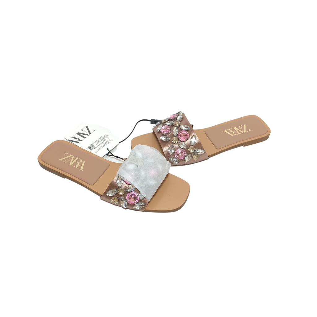 ZARA Mauve Rhinestone Sandals | Brand New |