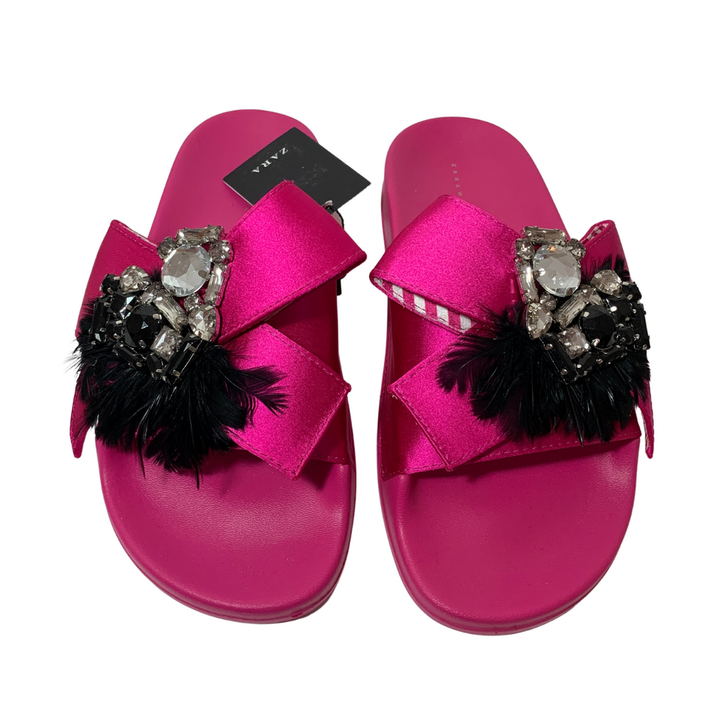 ZARA Pink Rhinestone Slides | Brand New |