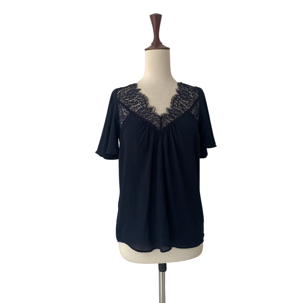 Mango Navy Blue Lace Blouse | Gently Used |