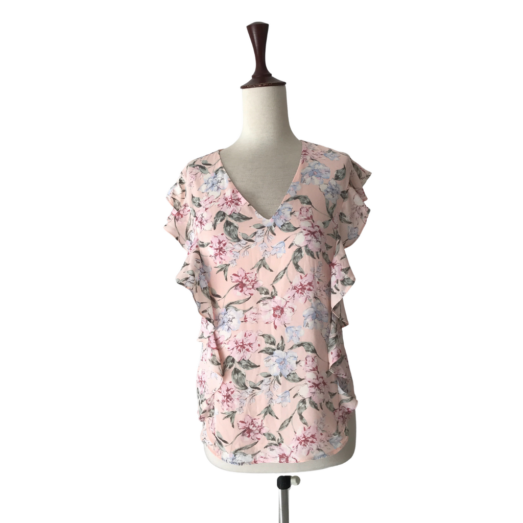 Ralph Lauren Pink Floral Frill Printed Blouse | Brand New |