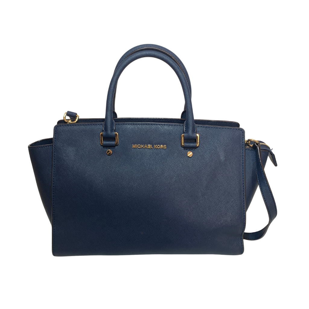 Michael Kors Navy Leather 'Selma' Medium Satchel | Pre Loved |