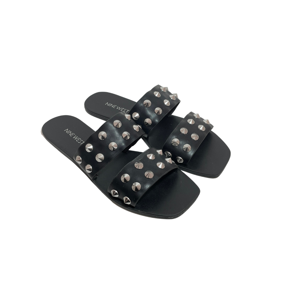 Nine West Black Silver Studded Sandals | Pre Loved |