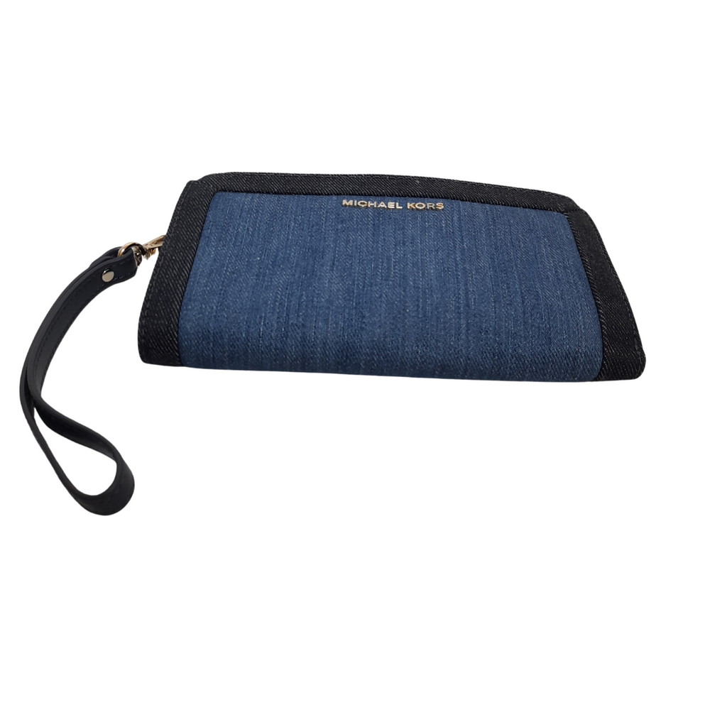 Michael Kors Blue Denim Double Zip Wristlet | Brand New |