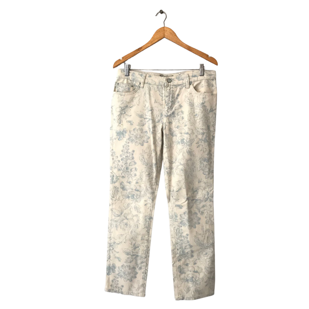Lauren Ralph Lauren Cream & Blue Printed Jeans | Like New |