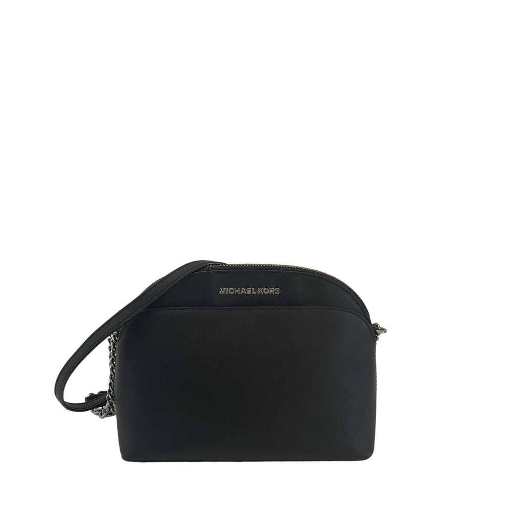 Michael Kors Black Leather Dome Crossbody Bag | Pre Loved |