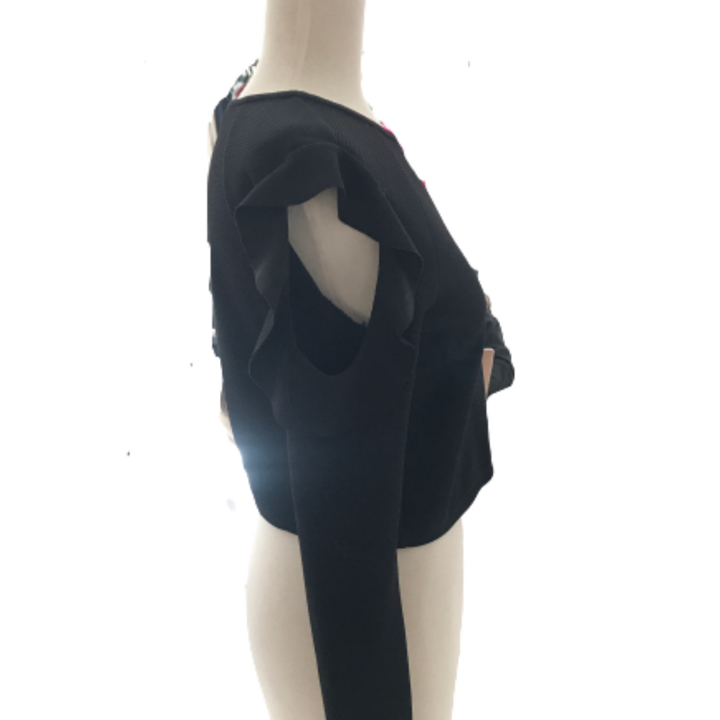 ZARA Black Cold-shoulder Frill Top | Gently Used |