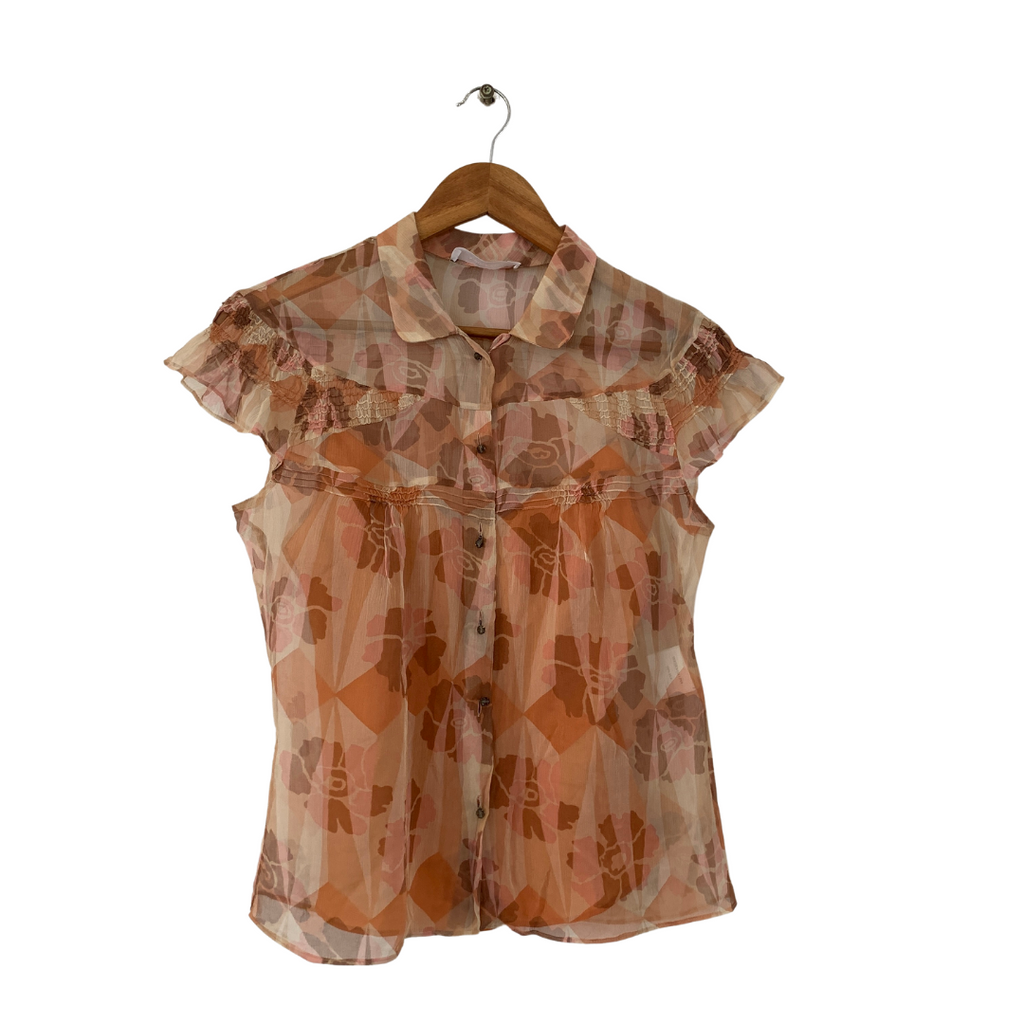 Nicole Farhi Peach Sheer Blouse | Gently Used |