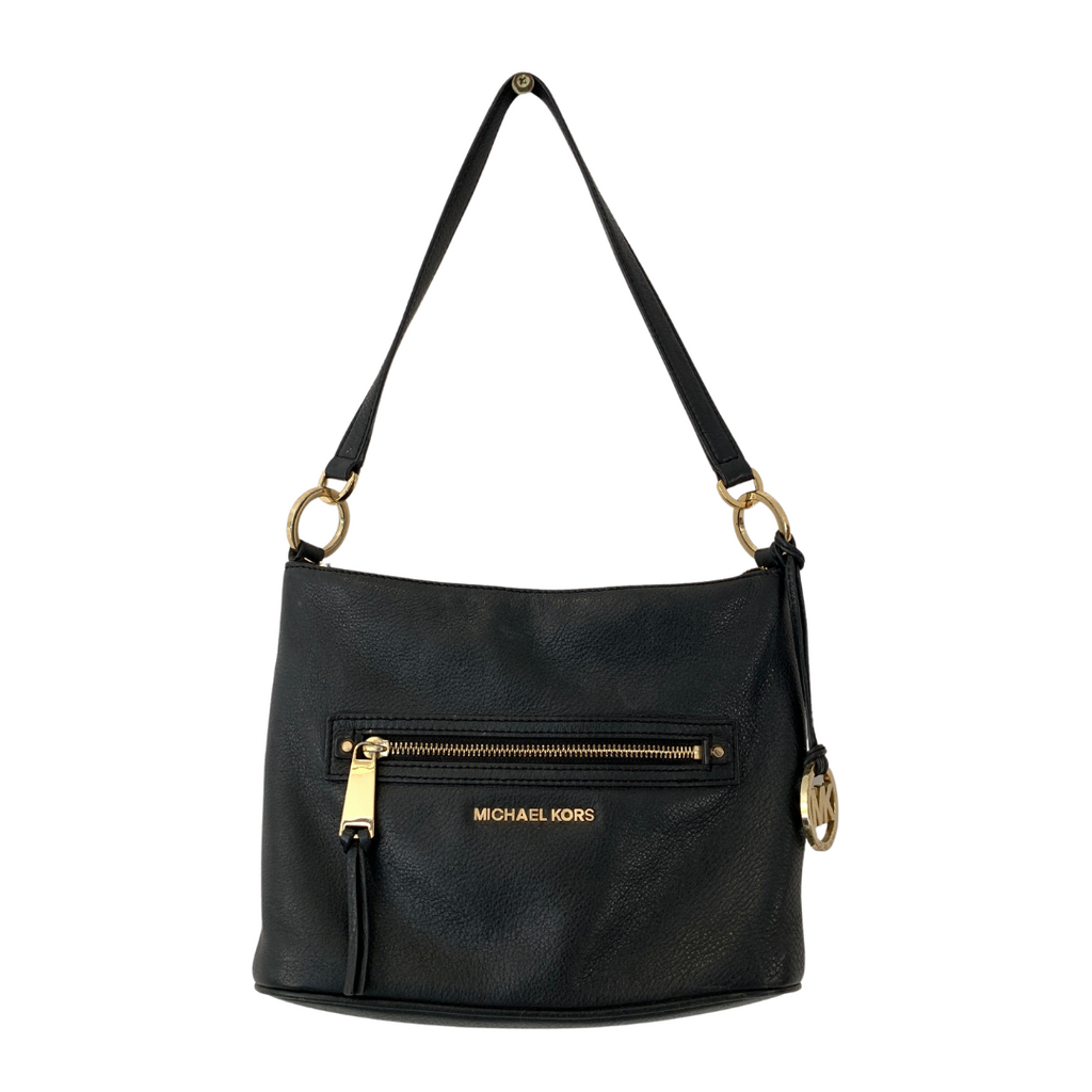 Michael Kors 'Lupita' Black Leather Small Shoulder Bag | Pre Loved |