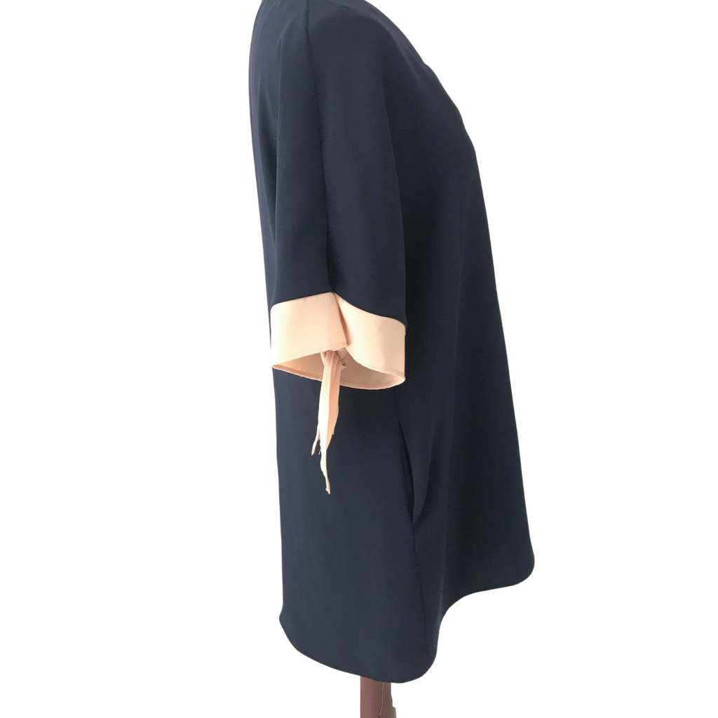 ZARA Navy with Pink Tie-up Sleeves Tunic | Brand New |